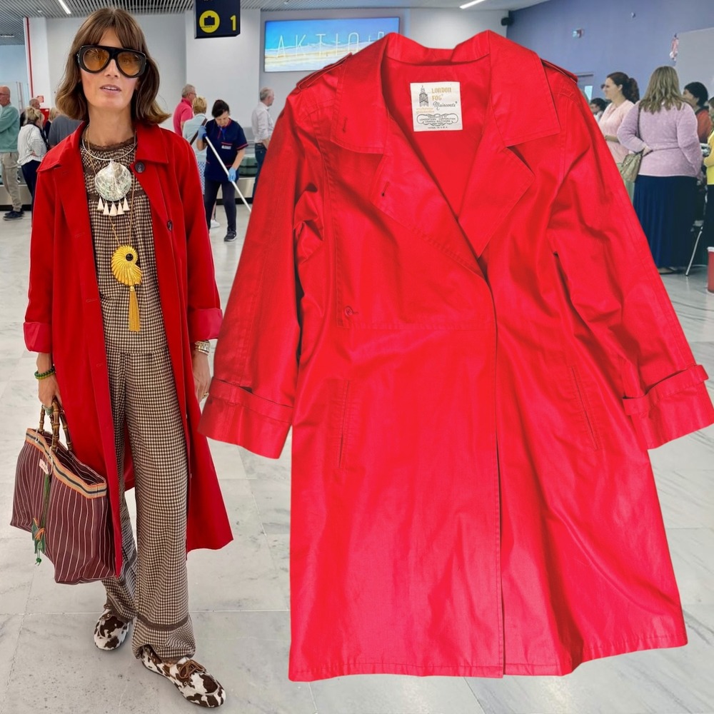 Vintage London Fog Women Red Maincoats Trench Coat Made in USA Size 10